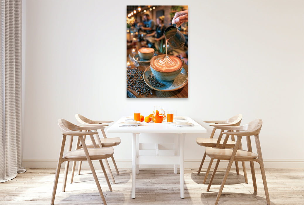 Premium Textil-Leinwand Eine perfekte Latte Art