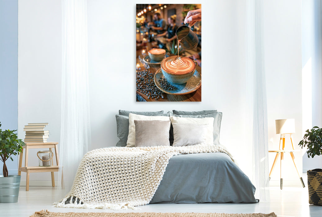 Premium Textil-Leinwand Eine perfekte Latte Art