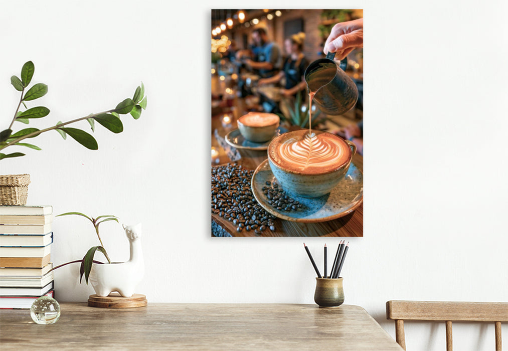 Premium Textil-Leinwand Eine perfekte Latte Art