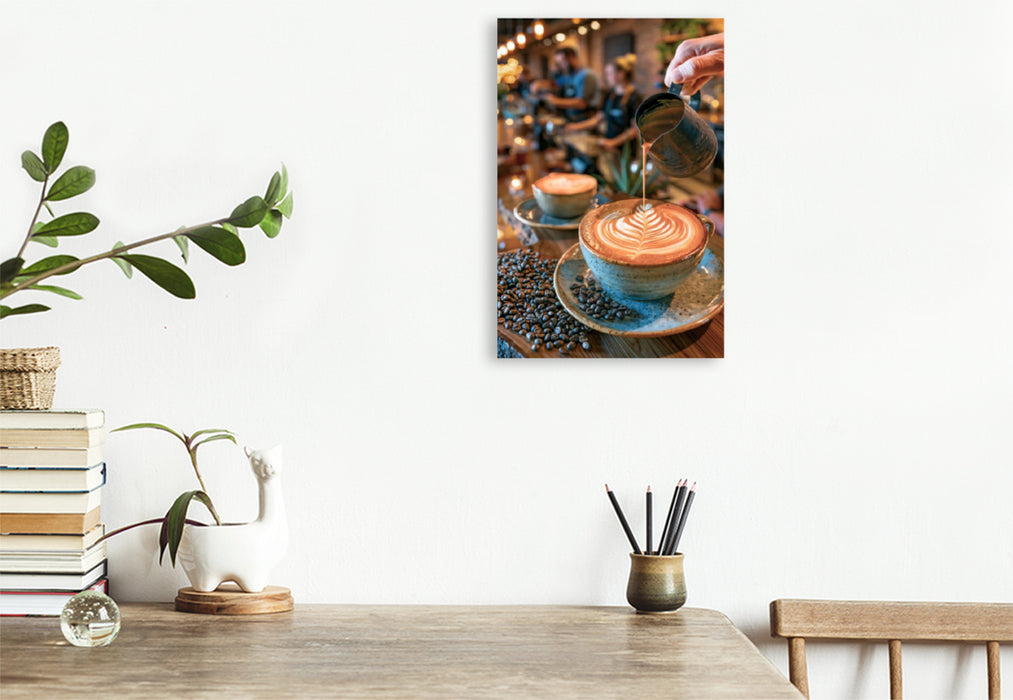 Premium Textil-Leinwand Eine perfekte Latte Art