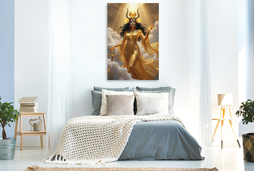 Premium Textil-Leinwand Hathor – Göttin der Liebe und der Freude
