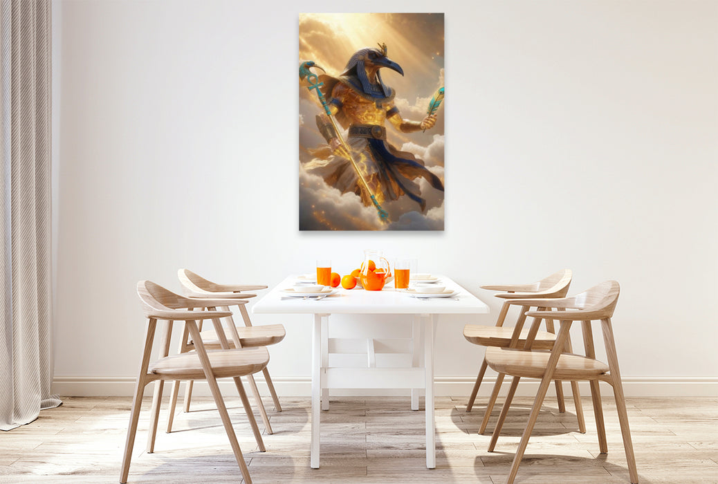 Premium Textil-Leinwand Thot – Ibisgott der Weisheit