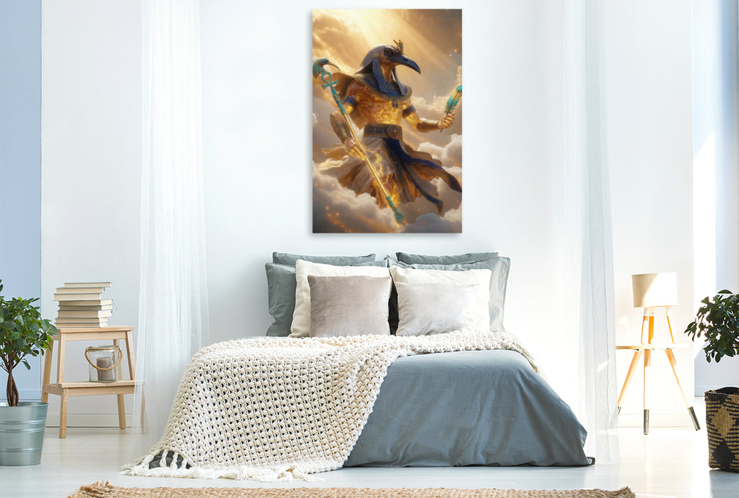Premium Textil-Leinwand Thot – Ibisgott der Weisheit