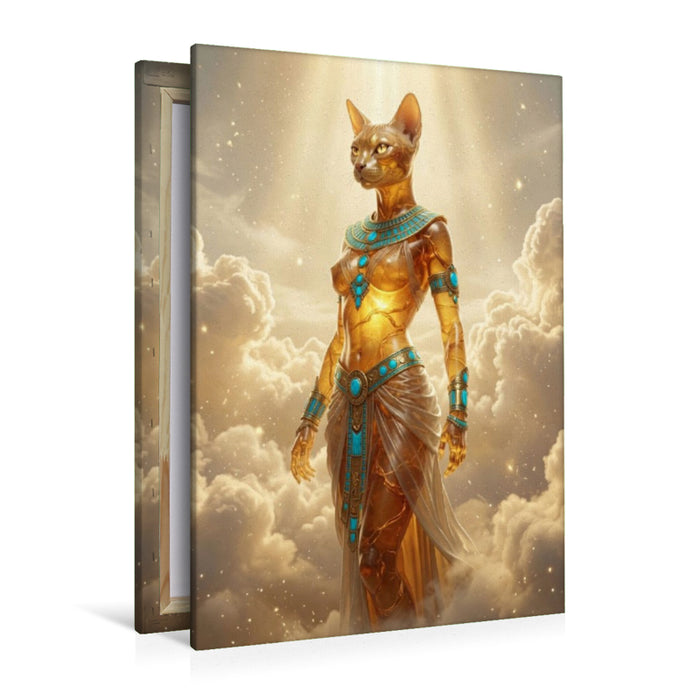 Premium Textil-Leinwand Bastet – Katzengöttin des Schutzes
