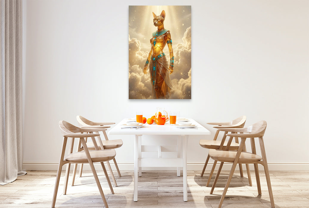 Premium Textil-Leinwand Bastet – Katzengöttin des Schutzes