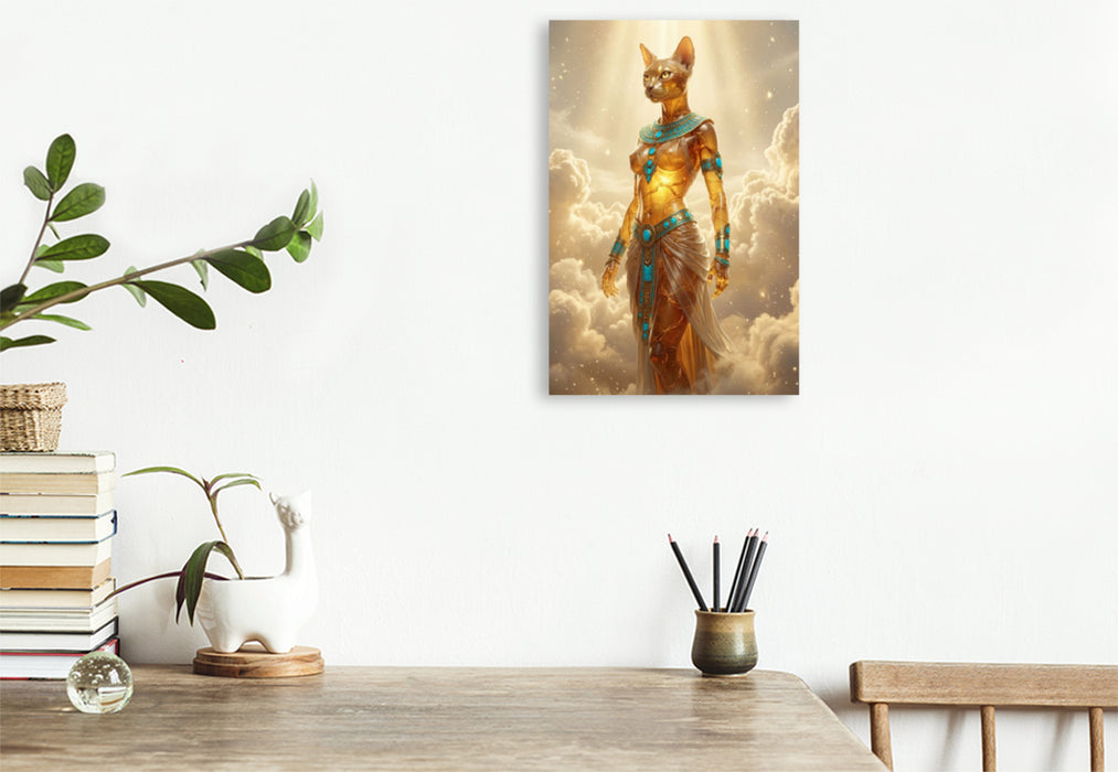 Premium Textil-Leinwand Bastet – Katzengöttin des Schutzes