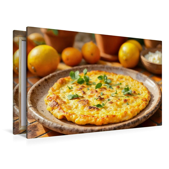 Premium Textil-Leinwand Tortilla Española – Spaniens Goldstück