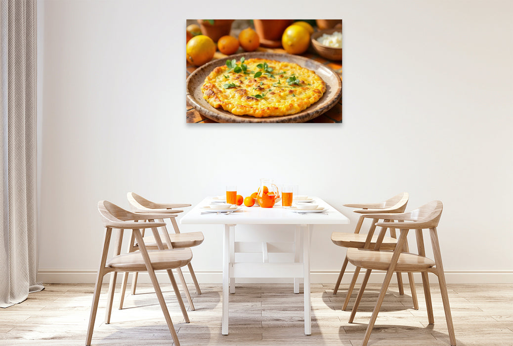 Premium Textil-Leinwand Tortilla Española – Spaniens Goldstück