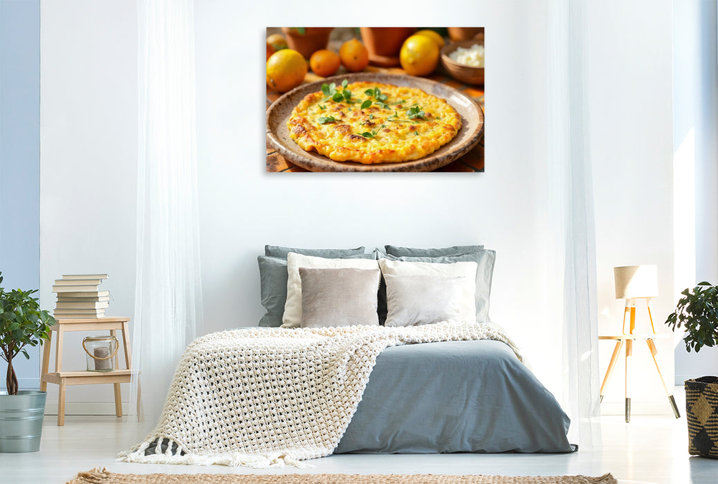 Premium Textil-Leinwand Tortilla Española – Spaniens Goldstück