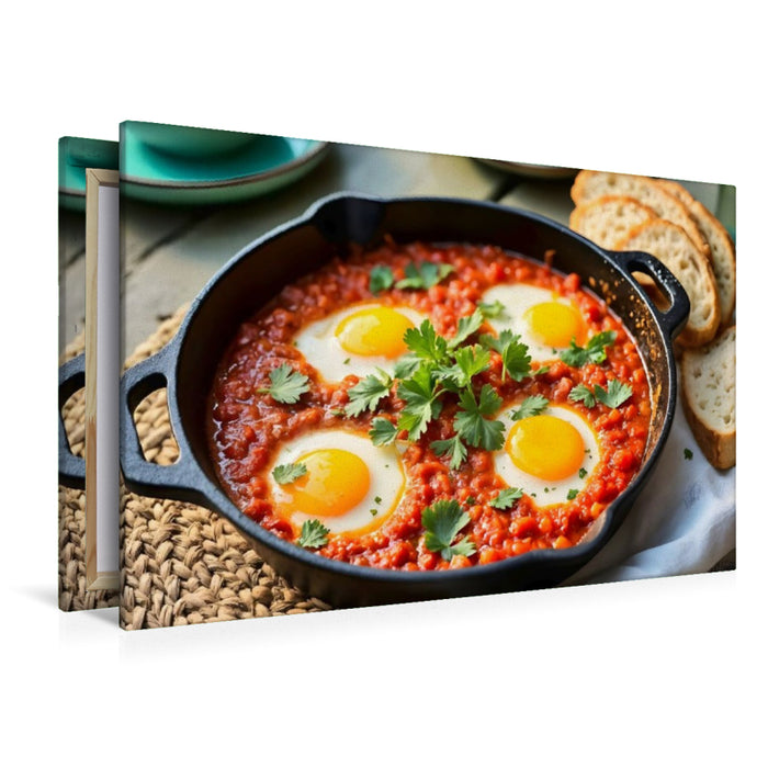 Premium Textil-Leinwand Shakshuka – Würzige Morgenstimmung