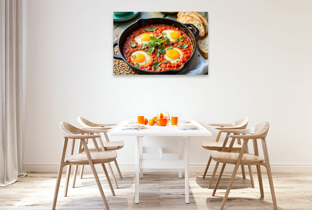 Premium Textil-Leinwand Shakshuka – Würzige Morgenstimmung