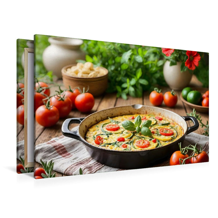 Premium Textil-Leinwand Frittata – Farben Italiens