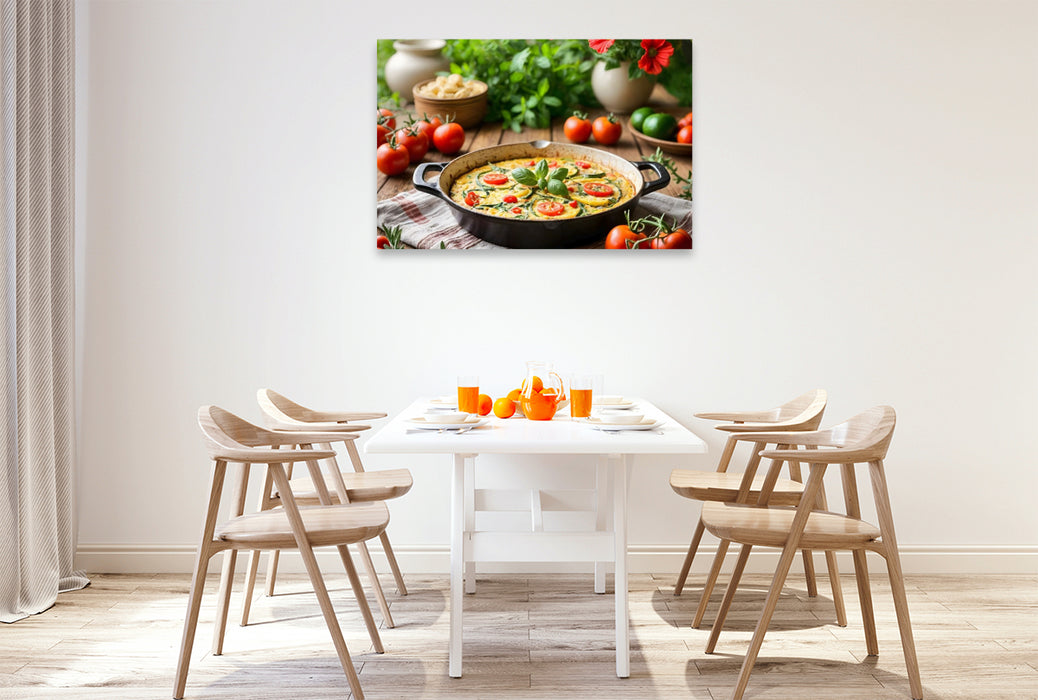 Premium Textil-Leinwand Frittata – Farben Italiens
