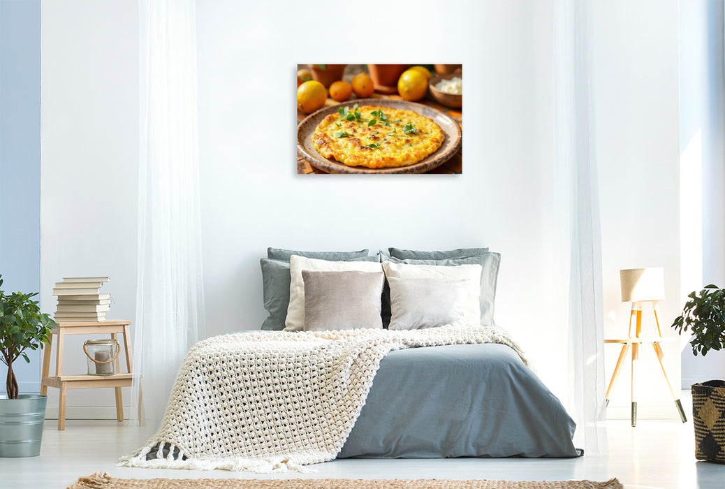 Premium Textil-Leinwand Tortilla Española – Spaniens Goldstück