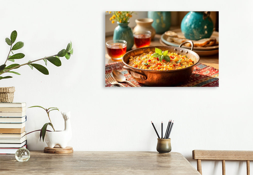 Premium Textil-Leinwand Menemen – Türkisches Frühstücksglück