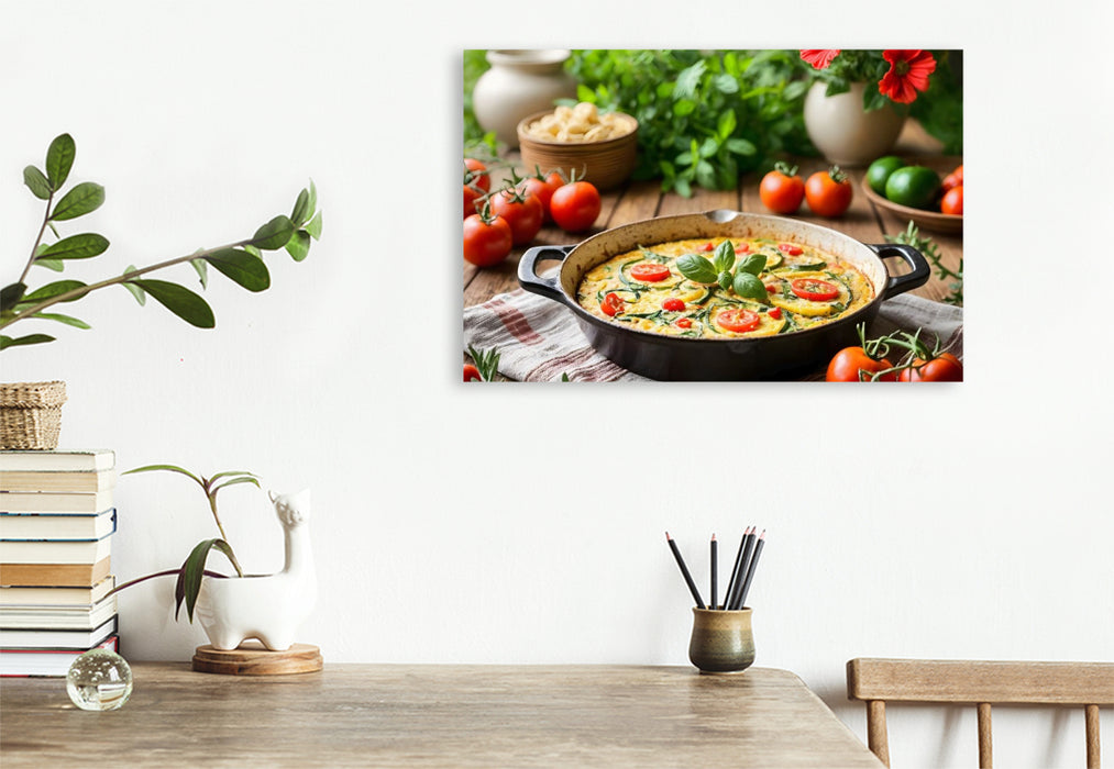 Premium Textil-Leinwand Frittata – Farben Italiens