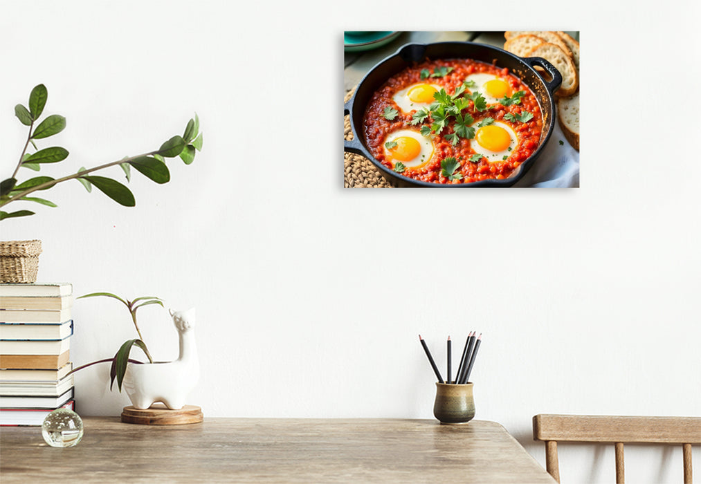 Premium Textil-Leinwand Shakshuka – Würzige Morgenstimmung