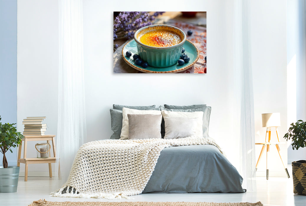 Premium Textil-Leinwand Crème Brûlée – Französische Eleganz