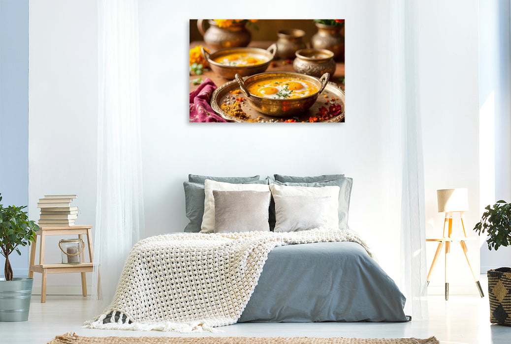 Premium Textil-Leinwand Egg Curry – Würzige Vielfalt
