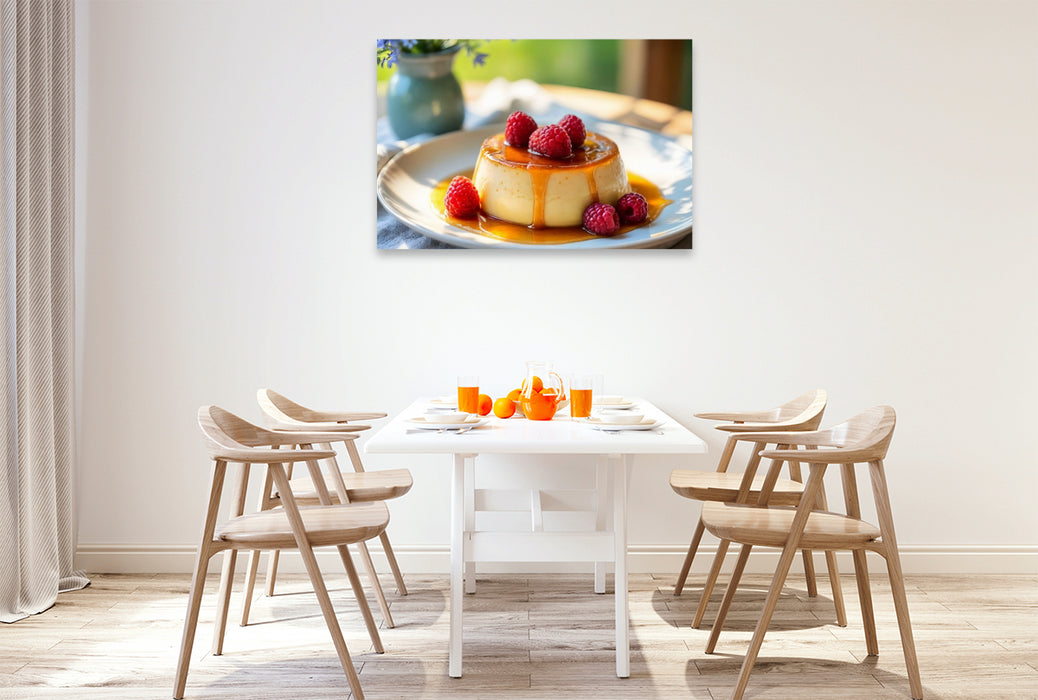 Premium Textil-Leinwand Flan Casero – Süße Verführung