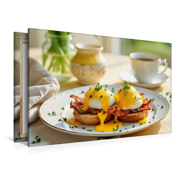 Premium Textil-Leinwand Eggs Benedict – Eleganter Brunchklassiker