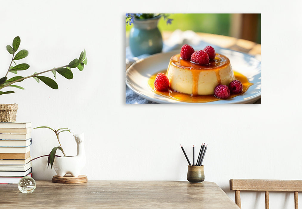 Premium Textil-Leinwand Flan Casero – Süße Verführung