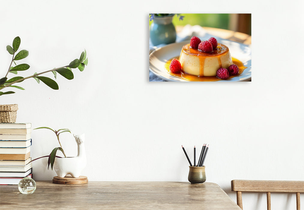 Premium Textil-Leinwand Flan Casero – Süße Verführung