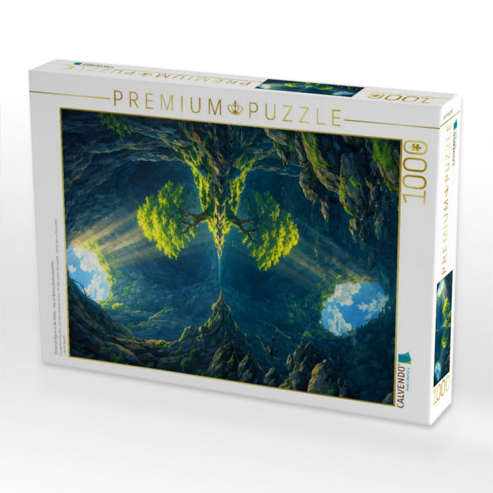 Einsamer Baum in der Höhle - wie im Anime Zeichentrickfilm - CALVENDO Foto-Puzzle'