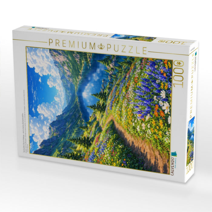 Versteckter See im Gebirge - wie im Anime Zeichentrickfilm - CALVENDO Foto-Puzzle'