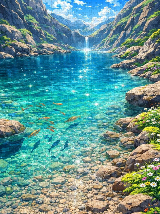 Glitzernde Oberfläche am See - wie im Anime Zeichentrickfilm - CALVENDO Foto-Puzzle'