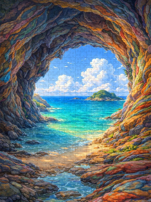 Ausblick auf das Meer - wie im Anime Zeichentrickfilm - CALVENDO Foto-Puzzle'