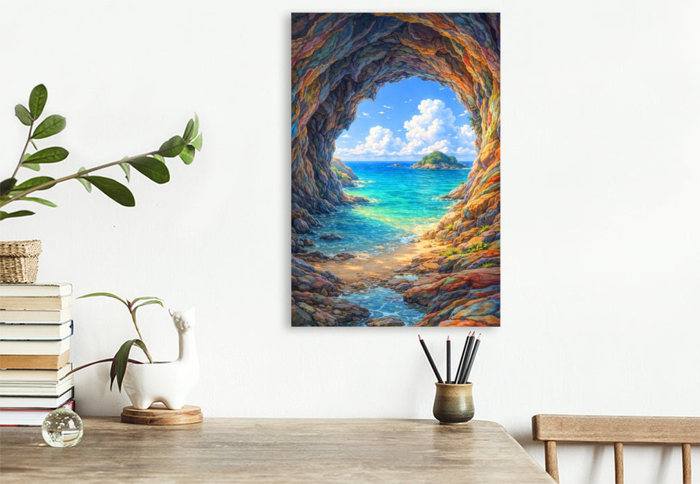 Premium Textil-Leinwand Ausblick auf das Meer - wie im Anime Zeichentrickfilm