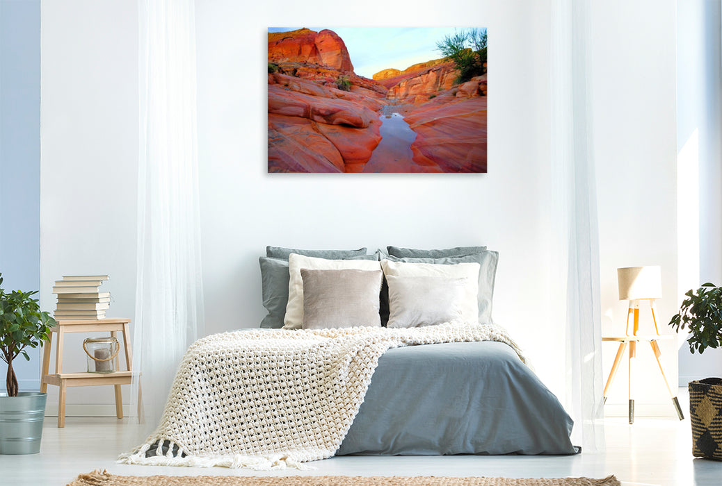 Premium Textil-Leinwand Pastel Pink Canyon Trail - Utah
