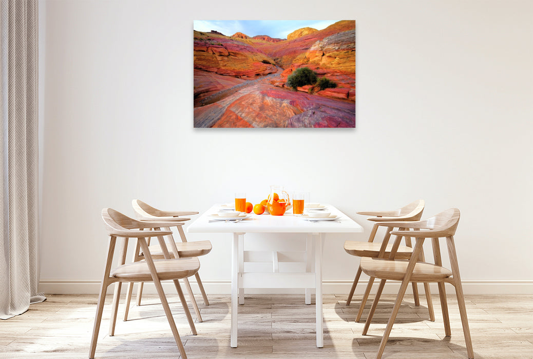 Premium Textil-Leinwand Pastel Pink Canyon Trail - Utah