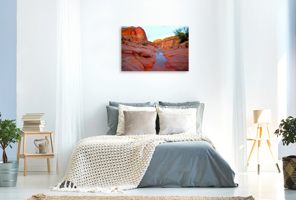 Premium Textil-Leinwand Pastel Pink Canyon Trail - Utah