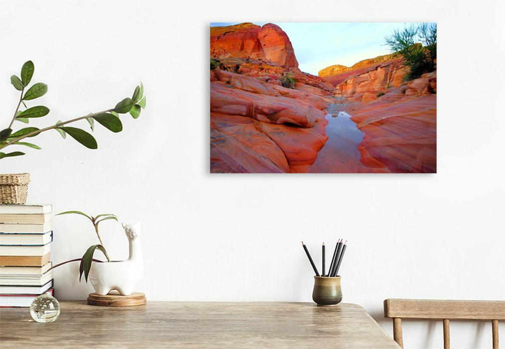 Premium Textil-Leinwand Pastel Pink Canyon Trail - Utah