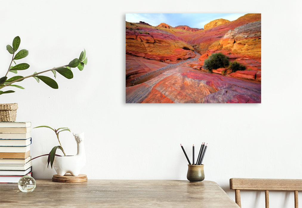 Premium Textil-Leinwand Pastel Pink Canyon Trail - Utah