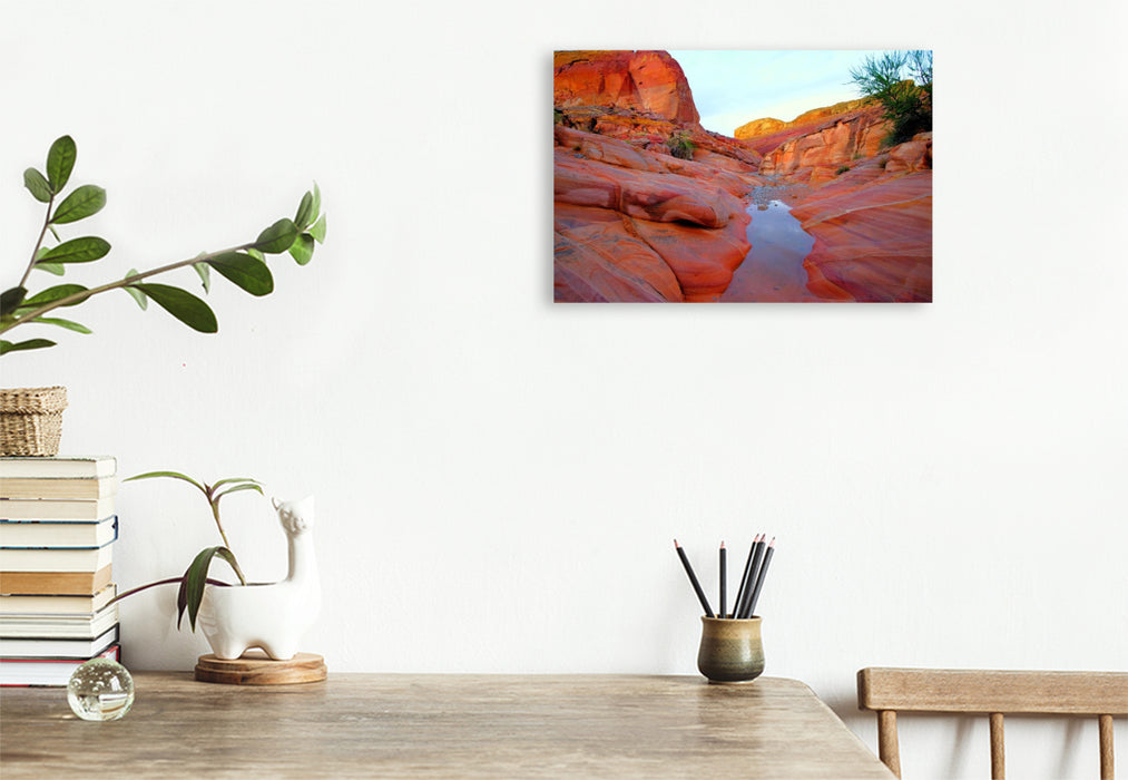 Premium Textil-Leinwand Pastel Pink Canyon Trail - Utah