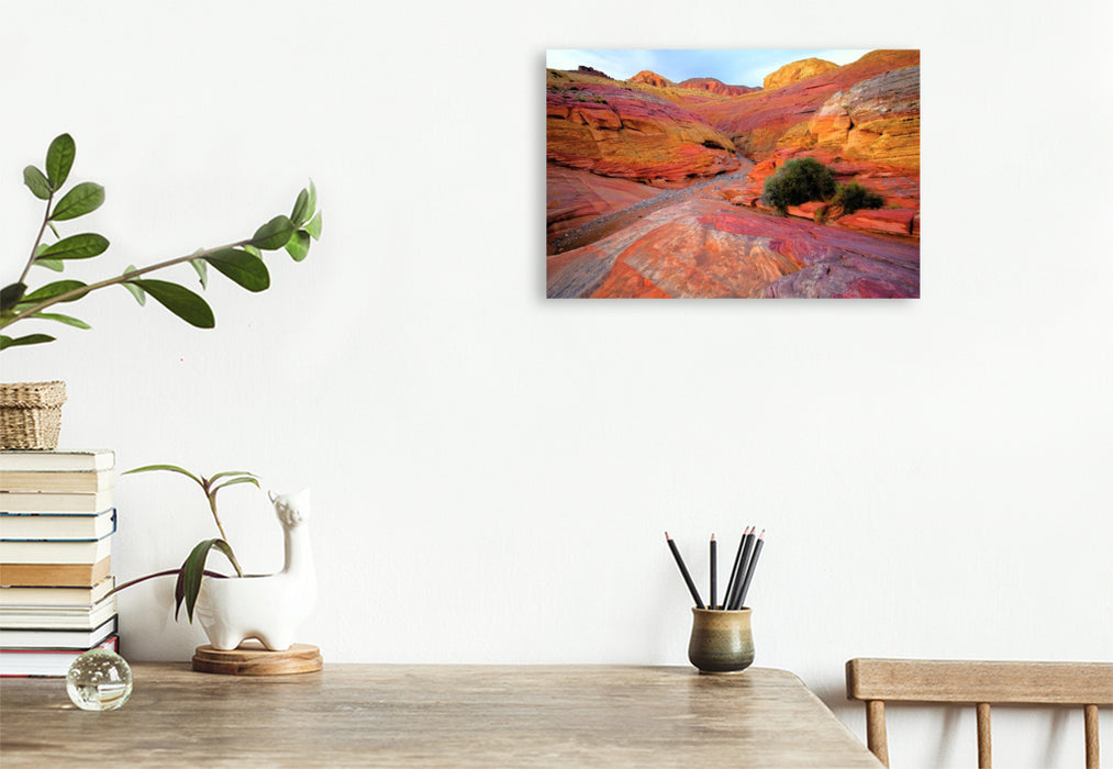 Premium Textil-Leinwand Pastel Pink Canyon Trail - Utah