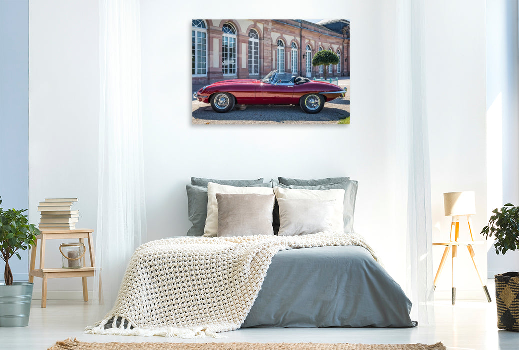 Premium Textil-Leinwand Jaguar E-Type S 2 Roadster (GB, 1970)