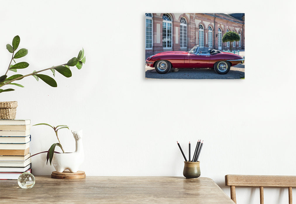 Premium Textil-Leinwand Jaguar E-Type S 2 Roadster (GB, 1970)