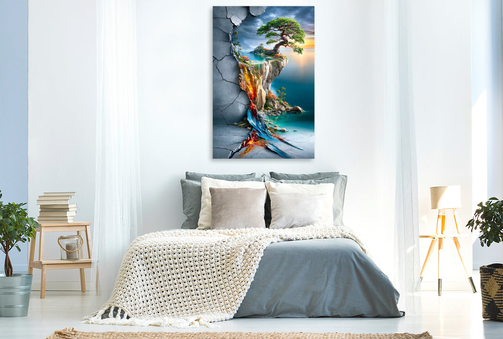 Premium Textil-Leinwand Wo Leben durch Stein bricht