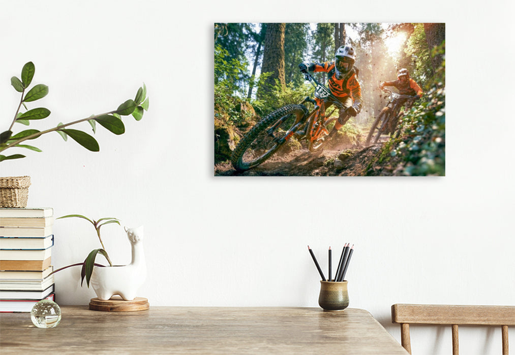 Premium Textil-Leinwand Wenn der Wald zur Rennstrecke wird