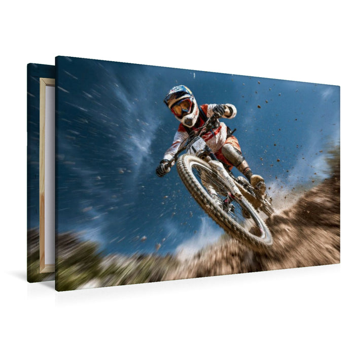 Premium Textil-Leinwand Der letzte Sprung des Tages - der beste