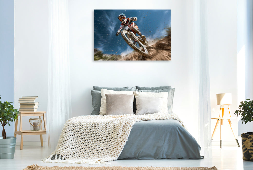 Premium Textil-Leinwand Der letzte Sprung des Tages - der beste