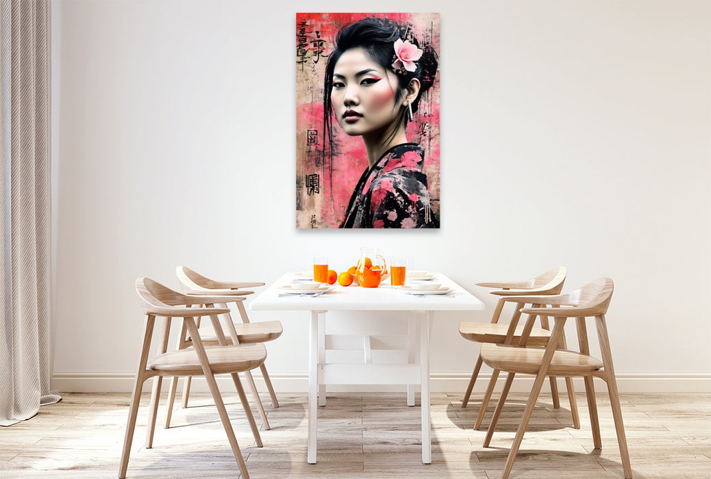 Premium Textil-Leinwand Toshifumi - Schöner Lotus des Glücks