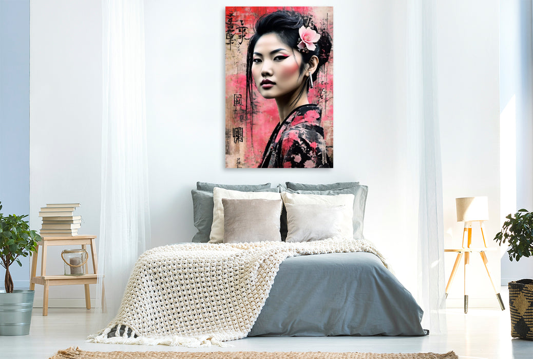 Premium Textil-Leinwand Toshifumi - Schöner Lotus des Glücks