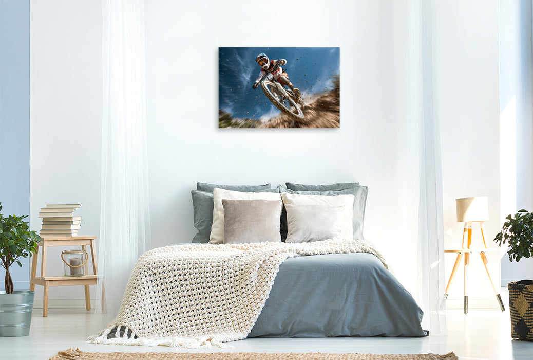 Premium Textil-Leinwand Der letzte Sprung des Tages - der beste