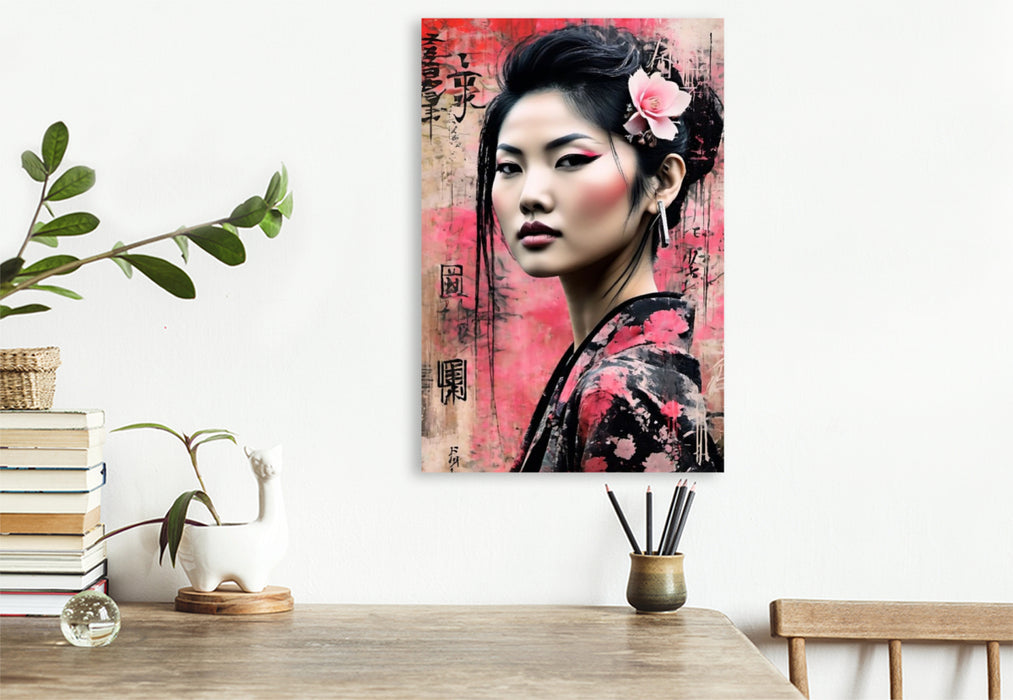 Premium Textil-Leinwand Toshifumi - Schöner Lotus des Glücks