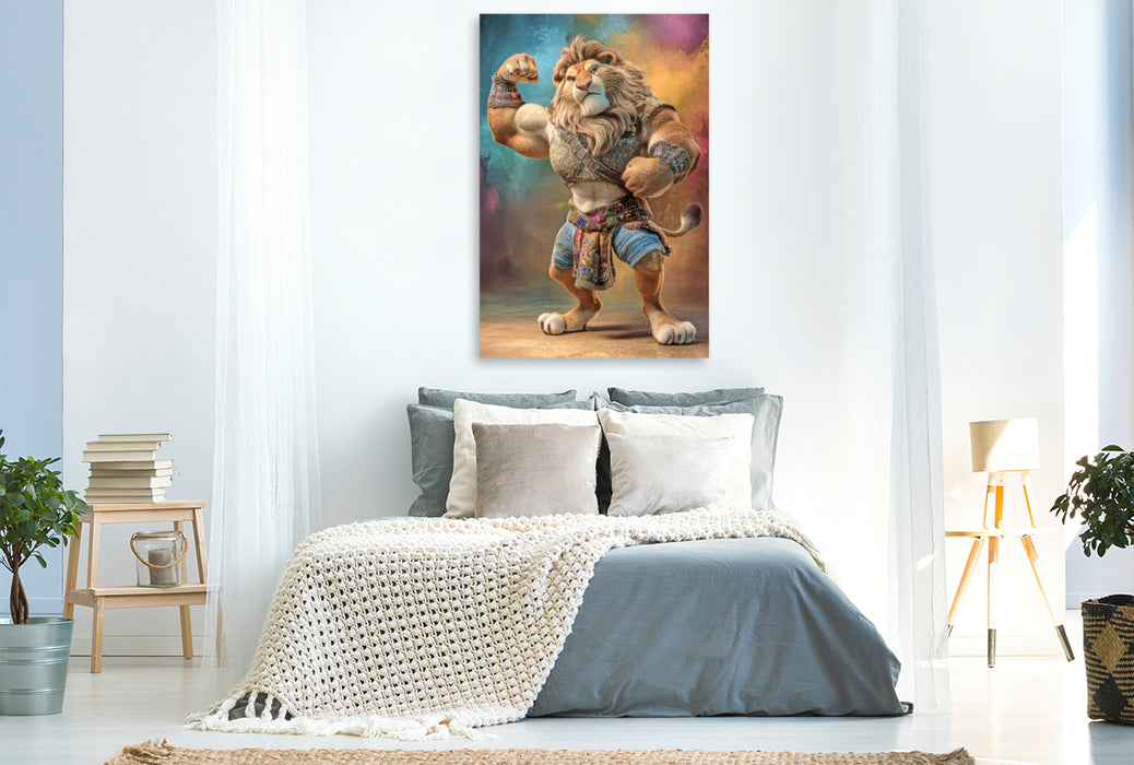 Premium Textil-Leinwand Starke tierische Kerle